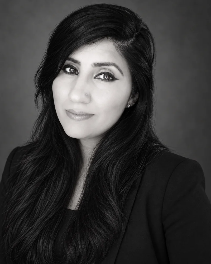 Black-and-white portrait of Shamaila C.